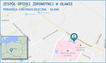 PORADNIA LARYNGOLOGICZNA - ZESPÓŁ OPIEKI ZDROWOTNEJ W OŁAWIE - UL. KRZYSZTOFA KAMILA BACZYŃSKIEGO 1, OŁAWA
