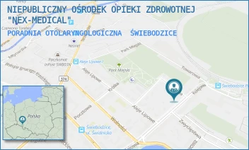 PORADNIA OTOLARYNGOLOGICZNA - NIEPUBLICZNY OŚRODEK OPIEKI ZDROWOTNEJ "NEX-MEDICAL" - UL. KOLEJOWA 19,  ŚWIEBODZICE