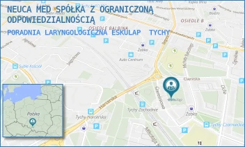 PORADNIA LARYNGOLOGICZNA ESKULAP - ŚWIAT ZDROWIA OPERATOR MEDYCZNY SP. Z O.O - UL. STEFANA CZARNIECKIEGO 6,  TYCHY