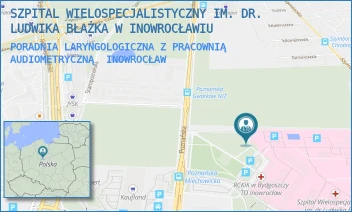 PORADNIA LARYNGOLOGICZNA Z PRACOWNIĄ AUDIOMETRYCZNĄ - SZPITAL WIELOSPECJALISTYCZNY IM. DR. LUDWIKA BŁAŻKA W INOWROCŁAWIU - POZNAŃSKA 97,  INOWROCŁAW