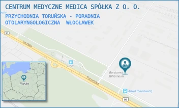 PRZYCHODNIA TORUŃSKA - PORADNIA OTOLARYNGOLOGICZNA - CENTRUM MEDYCZNE MEDICA SPÓŁKA Z O. O. - TORUŃSKA 222,  WŁOCŁAWEK
