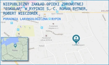PORADNIA LARYNGOLOGICZNA - NIEPUBLICZNY ZAKŁAD OPIEKI ZDROWOTNEJ "ESKULAP" W RYPINIE S. C. ROMAN BYTNER, ROBERT WIECZOREK - OGRODOWA 36,  RYPIN