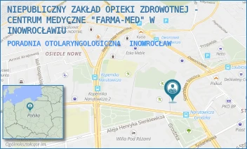 PORADNIA OTOLARYNGOLOGICZNA - NIEPUBLICZNY ZAKŁAD OPIEKI ZDROWOTNEJ - CENTRUM MEDYCZNE "FARMA-MED" W INOWROCŁAWIU - NARUTOWICZA 24,  INOWROCŁAW