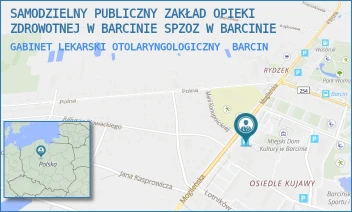 GABINET LEKARSKI OTOLARYNGOLOGICZNY - SAMODZIELNY PUBLICZNY ZAKŁAD OPIEKI ZDROWOTNEJ W BARCINIE SPZOZ W BARCINIE - MOGILEŃSKA 5,  BARCIN