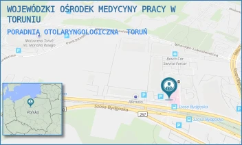 PORADNIA OTOLARYNGOLOGICZNA - WOJEWÓDZKI OŚRODEK MEDYCYNY PRACY W TORUNIU - SZOSA BYDGOSKA 46,  TORUŃ