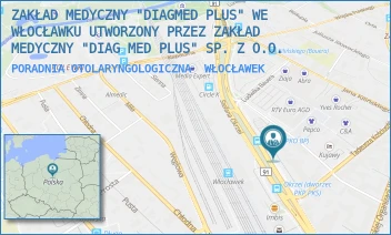 PORADNIA OTOLARYNGOLOGICZNA - ZAKŁAD MEDYCZNY "DIAGMED PLUS" WE WŁOCŁAWKU UTWORZONY PRZEZ ZAKŁAD MEDYCZNY "DIAG MED PLUS" SP. Z O.O. - OKRZEI 66,  WŁOCŁAWEK
