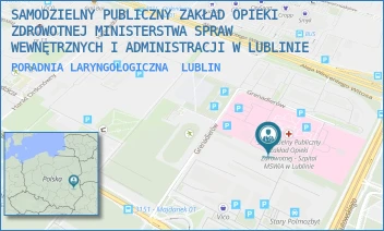 PORADNIA LARYNGOLOGICZNA - SAMODZIELNY PUBLICZNY ZAKŁAD OPIEKI ZDROWOTNEJ MINISTERSTWA SPRAW WEWNĘTRZNYCH I ADMINISTRACJI W LUBLINIE - GRENADIERÓW 3,  LUBLIN