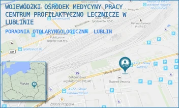 PORADNIA OTOLARYNGOLOGICZNA - WOJEWÓDZKI OŚRODEK MEDYCYNY PRACY CENTRUM PROFILAKTYCZNO LECZNICZE W LUBLINIE - NOWY ŚWIAT 38,  LUBLIN