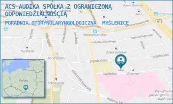 PORADNIA OTORYNOLARYNGOLOGICZNA - ACS AUDIKA SPÓŁKA Z OGRANICZONĄ ODPOWIEDZIALNOŚCIĄ - UL. ŻWIRKI I WIGURY 14,  MYŚLENICE