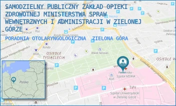 PORADNIA OTOLARYNGOLOGICZNA - SAMODZIELNY PUBLICZNY ZAKŁAD OPIEKI ZDROWOTNEJ MINISTERSTWA SPRAW WEWNĘTRZNYCH I ADMINISTRACJI W ZIELONEJ GÓRZE - UL. WAZÓW 42,  ZIELONA GÓRA
