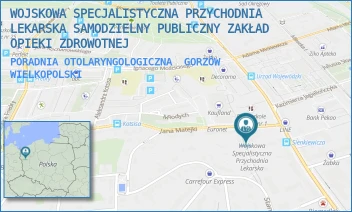 PORADNIA OTOLARYNGOLOGICZNA - WOJSKOWA SPECJALISTYCZNA PRZYCHODNIA LEKARSKA SAMODZIELNY PUBLICZNY ZAKŁAD OPIEKI ZDROWOTNEJ - UL. HENRYKA SIENKIEWICZA 10-11,  GORZÓW WIELKOPOLSKI