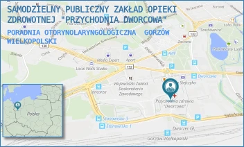 PORADNIA OTORYNOLARYNGOLOGICZNA - SAMODZIELNY PUBLICZNY ZAKŁAD OPIEKI ZDROWOTNEJ "PRZYCHODNIA DWORCOWA" - UL. DWORCOWA 4,  GORZÓW WIELKOPOLSKI