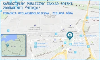 PORADNIA OTOLARYNGOLOGICZNA - SAMODZIELNY PUBLICZNY ZAKŁAD OPIEKI ZDROWOTNEJ "MEDKOL" - UL. PLAC KOLEJARZA 1,  ZIELONA GÓRA