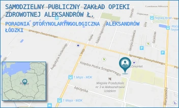 PORADNIA OTORYNOLARYNGOLOGICZNA - SAMODZIELNY PUBLICZNY ZAKŁAD OPIEKI ZDROWOTNEJ ALEKSANDRÓW Ł. - UL. MARII SKŁODOWSKIEJ - CURIE 1,  ALEKSANDRÓW ŁÓDZKI
