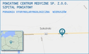 PORADNIA OTORYNOLARYNGOLOGICZNA - POWIATOWE CENTRUM MEDYCZNE SP. Z.O.O. SZPITAL POWIATOWY - UL. WARSZAWSKA 104,  WIERUSZÓW