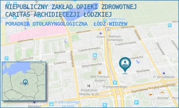 PORADNIA OTOLARYNGOLOGICZNA - NIEPUBLICZNY ZAKŁAD OPIEKI ZDROWOTNEJ CARITAS ARCHIDIECEZJI ŁÓDZKIEJ - AL. MARSZ. EDWARDA ŚMIGŁEGO-RYDZA 24/26,  ŁÓDŹ-WIDZEW