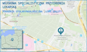PORADNIA OTOLARYNGOLOGICZNA - WOJSKOWA SPECJALISTYCZNA PRZYCHODNIA LEKARSKA - UL. SPORNA 19/23,  ŁÓDŹ-BAŁUTY