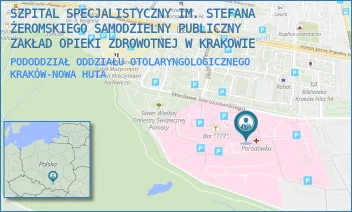 PODODDZIAŁ ODDZIAŁU OTOLARYNGOLOGICZNEGO - SZPITAL SPECJALISTYCZNY IM. STEFANA ŻEROMSKIEGO SAMODZIELNY PUBLICZNY ZAKŁAD OPIEKI ZDROWOTNEJ W KRAKOWIE - OS. NA SKARPIE  66,  KRAKÓW-NOWA HUTA