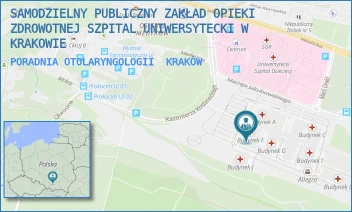 PORADNIA OTOLARYNGOLOGII - SAMODZIELNY PUBLICZNY ZAKŁAD OPIEKI ZDROWOTNEJ SZPITAL UNIWERSYTECKI W KRAKOWIE - UL. MACIEJA JAKUBOWSKIEGO 2,  KRAKÓW