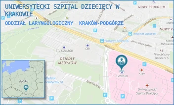 ODDZIAŁ LARYNGOLOGICZNY - UNIWERSYTECKI SZPITAL DZIECIĘCY W KRAKOWIE - UL. WIELICKA 265,  KRAKÓW-PODGÓRZE