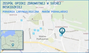 PORADNIA LARYNGOLOGICZNA - ZESPÓŁ OPIEKI ZDROWOTNEJ W SUCHEJ BESKIDZKIEJ - UL. KOŚCIUSZKI 1,  MAKÓW PODHALAŃSKI