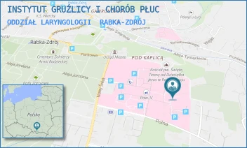 ODDZIAŁ LARYNGOLOGII - INSTYTUT GRUŹLICY I CHORÓB PŁUC - UL. PROFESORA RUDNIKA 3B,  RABKA-ZDRÓJ