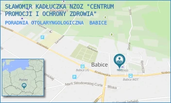 PORADNIA OTOLARYNGOLOGICZNA - SŁAWOMIR KADŁUCZKA NZOZ "CENTRUM PROMOCJI I OCHRONY ZDROWIA" - UL. GOŁĄBA 1,  BABICE