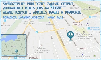 PORADNIA LARYNGOLOGICZNA - SAMODZIELNY PUBLICZNY ZAKŁAD OPIEKI ZDROWOTNEJ MINISTERSTWA SPRAW WEWNĘTRZNYCH I ADMINISTRACJI W KRAKOWIE - UL. STANISŁAWA ŻÓŁKIEWSKIEGO 11,  NOWY SĄCZ