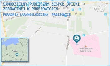 PORADNIA LARYNGOLOGICZNA - SZPITAL IM. OJCA RAFAŁA Z PROSZOWIC SAMODZIELNY PUBLICZNY ZESPÓŁ OPIEKI ZDROWOTNEJ W PROSZOWICACH - UL. MIKOŁAJA KOPERNIKA 13,  PROSZOWICE