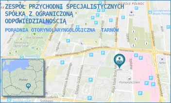 PORADNIA OTORYNOLARYNGOLOGICZNA - ZESPÓŁ PRZYCHODNI SPECJALISTYCZNYCH SPÓŁKA Z OGRANICZONĄ ODPOWIEDZIALNOŚCIĄ - UL. MARII SKŁODOWSKIEJ-CURIE 1,  TARNÓW