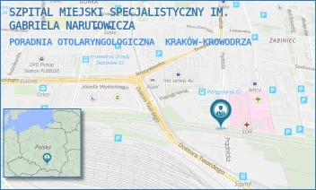 PORADNIA OTOLARYNGOLOGICZNA - SZPITAL MIEJSKI SPECJALISTYCZNY IM. GABRIELA NARUTOWICZA - UL. PRĄDNICKA 35-37,  KRAKÓW-KROWODRZA