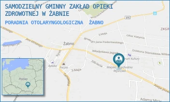 PORADNIA OTOLARYNGOLOGICZNA - SAMODZIELNY GMINNY ZAKŁAD OPIEKI ZDROWOTNEJ W ŻABNIE - UL. ALEJA PIŁSUDSKIEGO 7,  ŻABNO