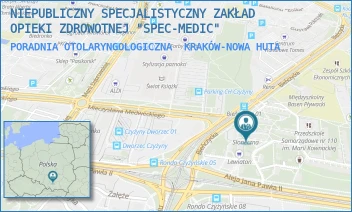 PORADNIA OTOLARYNGOLOGICZNA - NIEPUBLICZNY SPECJALISTYCZNY ZAKŁAD OPIEKI ZDROWOTNEJ "SPEC-MEDIC" - UL. OS. KOLOROWE 21,  KRAKÓW-NOWA HUTA
