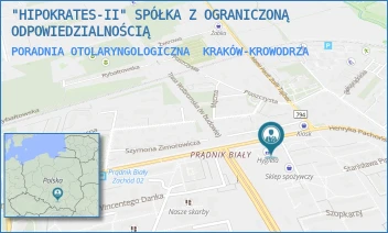 PORADNIA OTOLARYNGOLOGICZNA - "HIPOKRATES-II" SPÓŁKA Z OGRANICZONĄ ODPOWIEDZIALNOŚCIĄ - UL. HENRYKA PACHOŃSKIEGO 12,  KRAKÓW-KROWODRZA