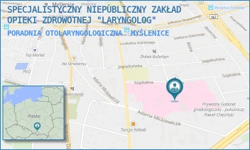 PORADNIA OTOLARYNGOLOGICZNA - SPECJALISTYCZNY NIEPUBLICZNY ZAKŁAD OPIEKI ZDROWOTNEJ "LARYNGOLOG" - UL. SZPITALNA 2,  MYŚLENICE