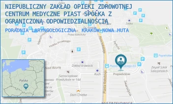 PORADNIA LARYNGOLOGICZNA - NIEPUBLICZNY ZAKŁAD OPIEKI ZDROWOTNEJ CENTRUM MEDYCZNE PIAST SPÓŁKA Z OGRANICZONĄ ODPOWIEDZIALNOŚCIĄ - OS. PIASTÓW 40,  KRAKÓW-NOWA HUTA