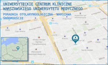 PORADNIA OTOLARYNGOLOGICZNA - UNIWERSYTECKIE CENTRUM KLINICZNE WARSZAWSKIEGO UNIWERSYTETU MEDYCZNEGO - EMILII PLATER 21,  WARSZAWA ŚRÓDMIEŚCIE