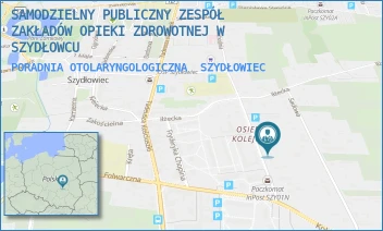 PORADNIA OTOLARYNGOLOGICZNA - SAMODZIELNY PUBLICZNY ZESPÓŁ ZAKŁADÓW OPIEKI ZDROWOTNEJ W SZYDŁOWCU - WSCHODNIA 23,  SZYDŁOWIEC