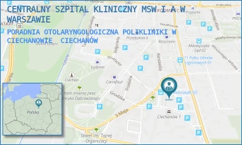 PORADNIA OTOLARYNGOLOGICZNA POLIKLINIKI W CIECHANOWIE - CENTRALNY SZPITAL KLINICZNY MSW I A W WARSZAWIE - MICKIEWICZA 8,  CIECHANÓW