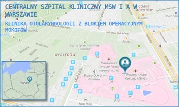 KLINIKA OTOLARYNGOLOGII Z BLOKIEM OPERACYJNYM - CENTRALNY SZPITAL KLINICZNY MSW I A W WARSZAWIE - WOŁOSKA 137,  MOKOTÓW