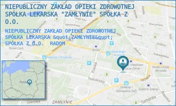 NIEPUBLICZNY ZAKŁAD OPIEKI ZDROWOTNEJ SPÓŁKA LEKARSKA "ZAMŁYNIE" SPÓŁKA Z O.O. - NIEPUBLICZNY ZAKŁAD OPIEKI ZDROWOTNEJ SPÓŁKA LEKARSKA "ZAMŁYNIE" SPÓŁKA Z O.O. - KLONOWICA 10/12,  RADOM