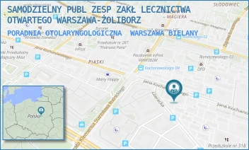 PORADNIA OTOLARYNGOLOGICZNA - SAMODZIELNY PUBL ZESP ZAKŁ LECZNICTWA OTWARTEGO WARSZAWA-ŻOLIBORZ - KOCHANOWSKIEGO 19,  WARSZAWA BIELANY