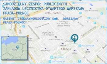 GABINET OTOLARYNGOLOGICZNY DAB. - SAMODZIELNY ZESPÓŁ PUBLICZNYCH ZAKŁADÓW LECZNICTWA OTWARTEGO WARSZAWA PRAGA-PÓŁNOC - DĄBROWSZCZAKÓW 5A,  WARSZAWA PRAGA-PÓŁNOC