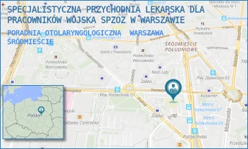 PORADNIA OTOLARYNGOLOGICZNA - SPECJALISTYCZNA PRZYCHODNIA LEKARSKA DLA PRACOWNIKÓW WOJSKA SPZOZ W WARSZAWIE - NOWOWIEJSKA 5,  WARSZAWA ŚRÓDMIEŚCIE