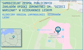 KLINICZNY ODDZIAŁ LARYNGOLOGII - SAMODZIELNY ZESPÓŁ PUBLICZNYCH ZAKŁADÓW OPIEKI ZDROWOTNEJ IM. "DZIECI WARSZAWY" W DZIEKANOWIE LEŚNYM - MARII KONOPNICKIEJ 65,  DZIEKANÓW LEŚNY