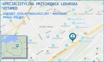 GABINET OTOLARYNGOLOGICZNY - SPECJALISTYCZNA PRZYCHODNIA LEKARSKA VITAMED - WILEŃSKA 18,  WARSZAWA PRAGA-PÓŁNOC