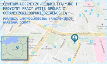 PORADNIA LARYNGOLOGICZNA (PAWIŃSKIEGO) - CENTRUM LECZNICZO-REHABILITACYJNE I MEDYCYNY PRACY ATTIS SPÓŁKA Z OGRANICZONĄ ODPOWIEDZIALNOŚCIĄ - PAWIŃSKIEGO 2,  WARSZAWA OCHOTA