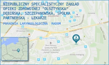 PORADNIA LARYNGOLOGICZNA - NIEPUBLICZNY SPECJALISTYCZNY ZAKŁAD OPIEKI ZDROWOTNEJ "OLSZTYŃSKA" DĘBIŃSKA, SZCZEPANOWSKA, SPÓŁKA PARTNERSKA - LEKARZE - OLSZTYŃSKA 33A,  RADOM