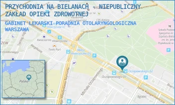 GABINET LEKARSKI PORADNIA OTOLARYNGOLOGICZNA - PRZYCHODNIA NA BIELANACH - NIEPUBLICZNY ZAKŁAD OPIEKI ZDROWOTNEJ - KASPROWICZA 62,  WARSZAWA