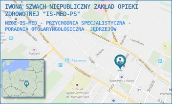 NZOZ IS-MED - PRZYCHODNIA SPECJALISTYCZNA - PORADNIA OTOLARYNGOLOGICZNA - IWONA SZWACH NIEPUBLICZNY ZAKŁAD OPIEKI ZDROWOTNEJ "IS-MED-PS" - PROSTA 12,  JĘDRZEJÓW